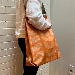 Orla Kiely Orange Floral Pattern Tote Bag with Adjustable Straps